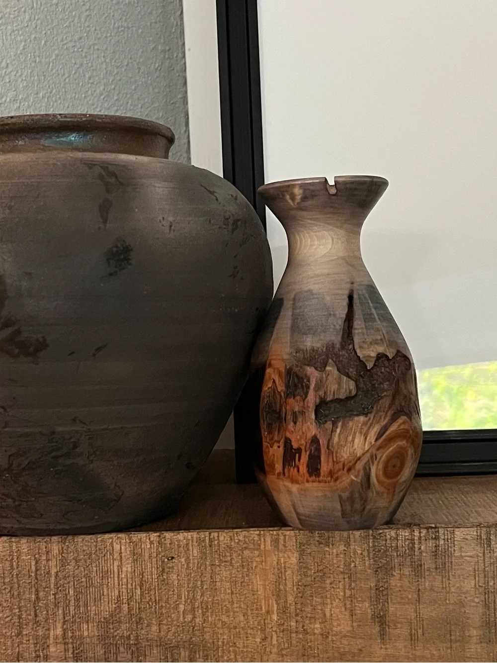 Handturned Spalted Aspen Wood Bud Vase with Glass Insert, 6